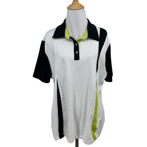 SPANNER Tops - Spanner Polo Shirt Womens 2XL XXL Colorblock Golf Studs Short Sleeve Performance